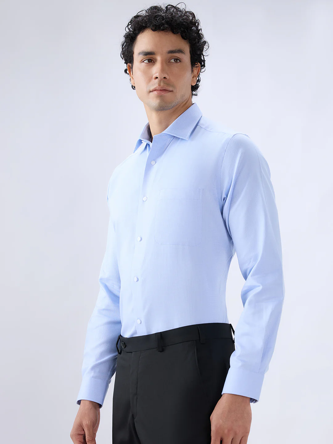 Park Avenue Men Blue Regular Fit Structure Formal Shirt - Image 3