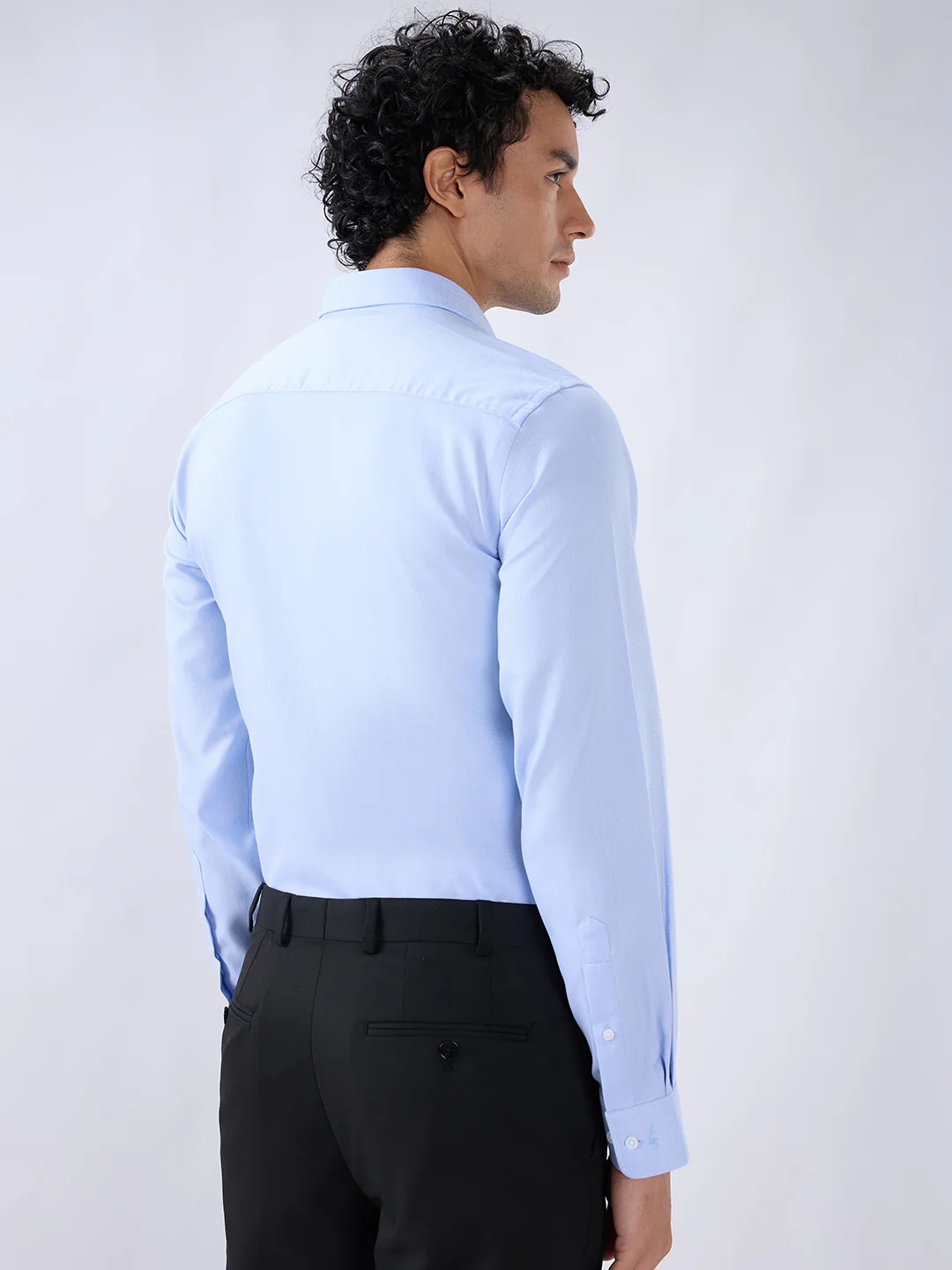 Park Avenue Men Blue Regular Fit Structure Formal Shirt - Image 4