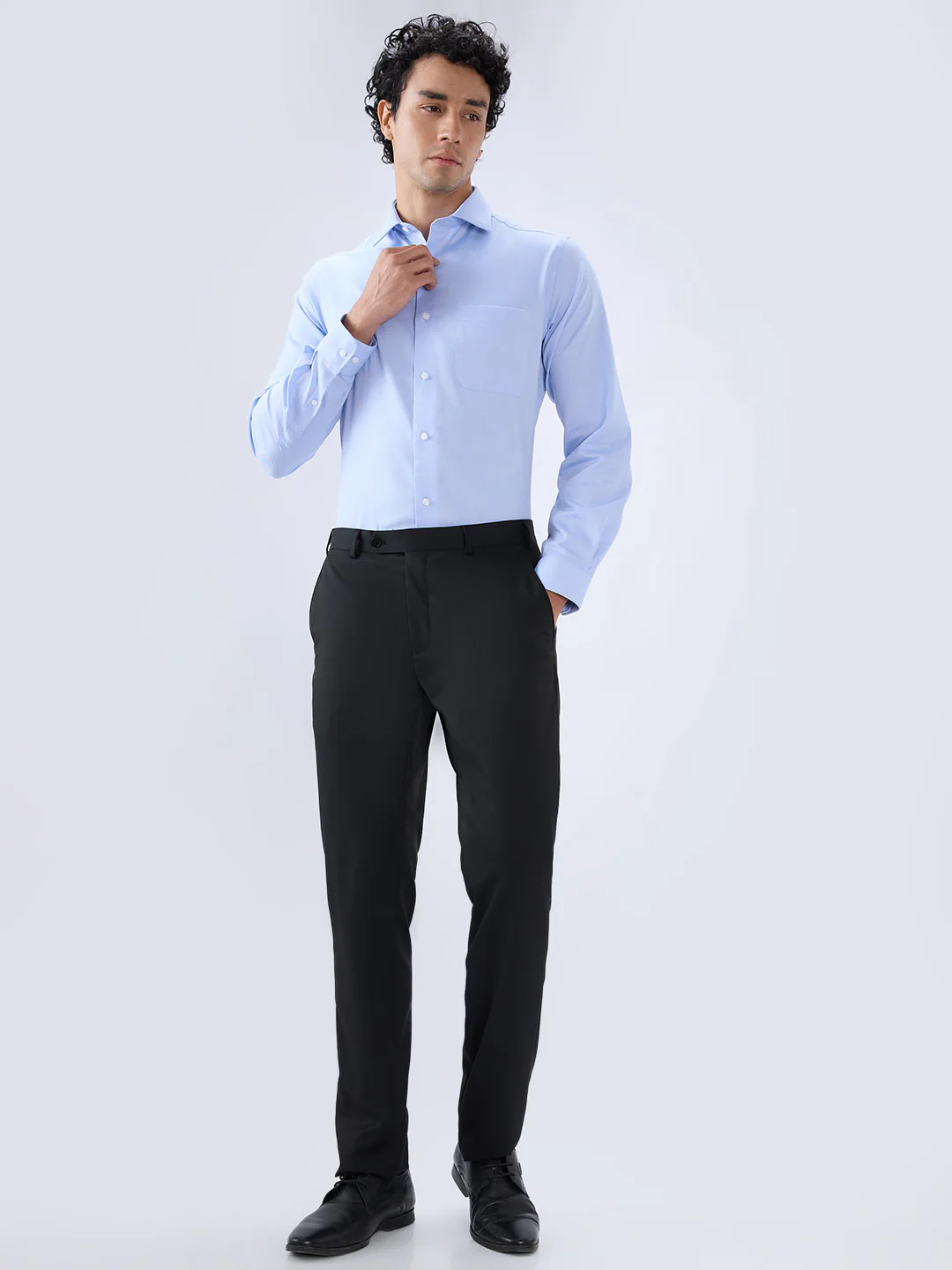 Park Avenue Men Blue Regular Fit Structure Formal Shirt - Image 5