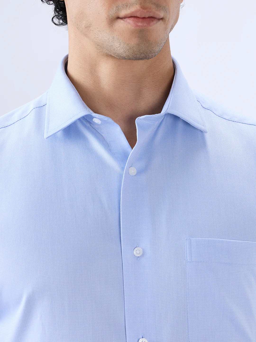 Park Avenue Men Blue Regular Fit Structure Formal Shirt - Image 6