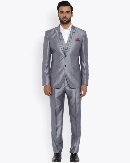 Park Avenue Men Blue Regular Fit Terry Blend Suit