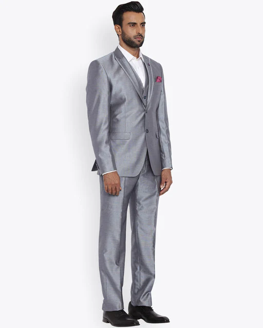 Park Avenue Men Blue Regular Fit Terry Blend Suit - Image 3