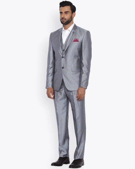 Park Avenue Men Blue Regular Fit Terry Blend Suit - Image 4