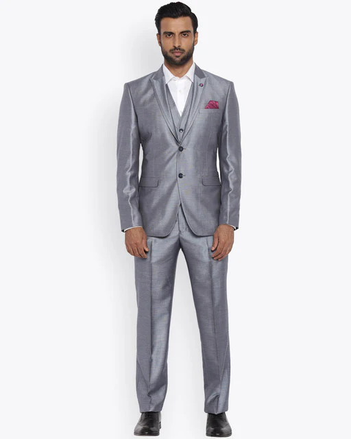 Park Avenue Men Blue Regular Fit Terry Blend Suit - Image 5