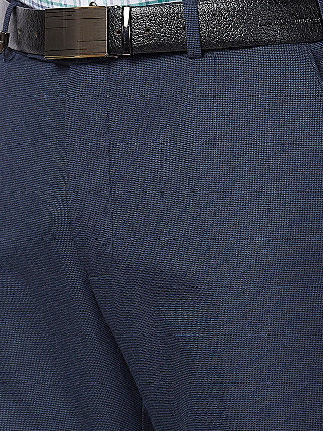 Park Avenue Men Blue Self Design Regular Fit Trouser - Image 6