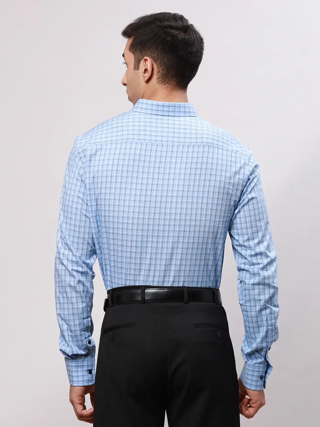 Park Avenue Men Blue Slim Fit Checks Cotton Shirts - Image 4