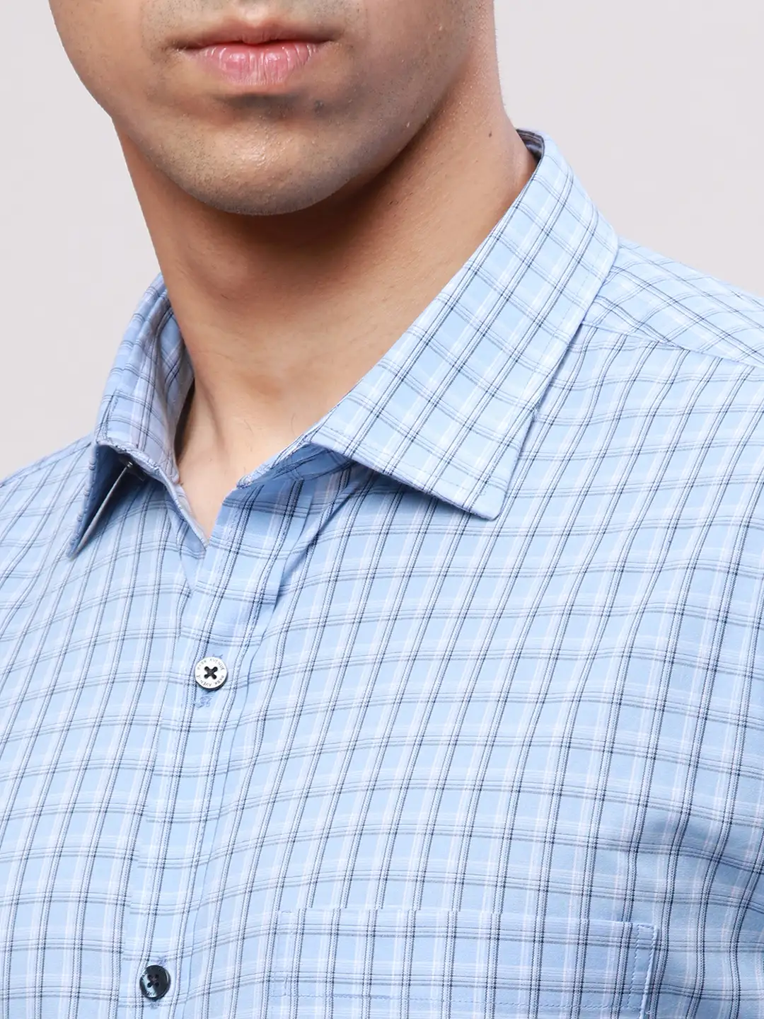 Park Avenue Men Blue Slim Fit Checks Cotton Shirts - Image 6