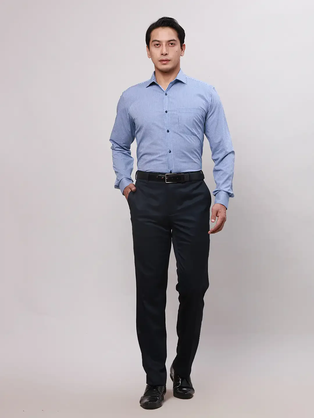 Park Avenue Men Blue Slim Fit Checks Cotton Shirts - Image 6