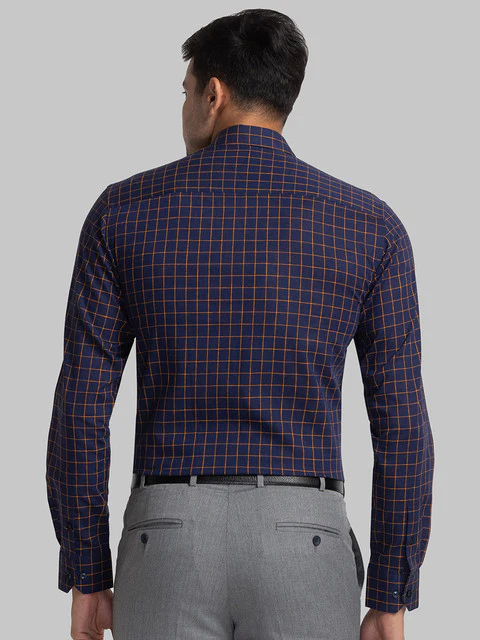 Park Avenue Men Blue Slim Fit Checks Shirt - Image 4