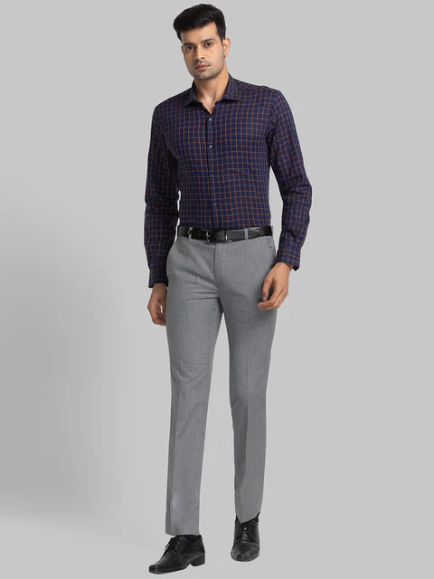 Park Avenue Men Blue Slim Fit Checks Shirt - Image 5