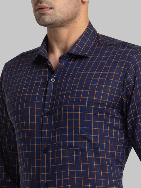 Park Avenue Men Blue Slim Fit Checks Shirt - Image 6