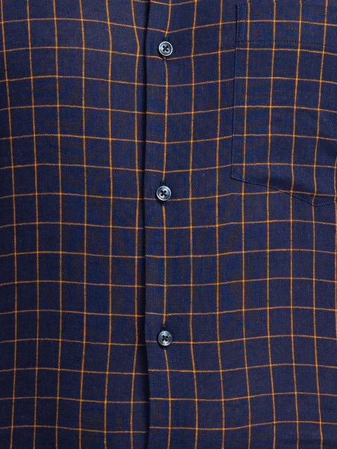 Park Avenue Men Blue Slim Fit Checks Shirt - Image 7