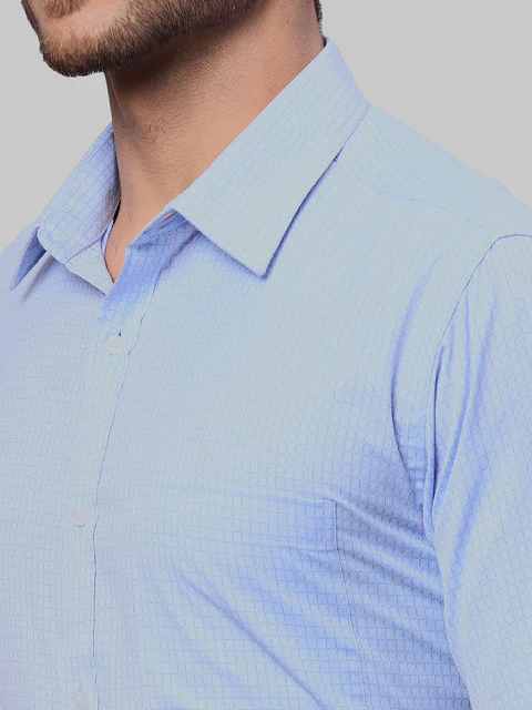 Park Avenue Men Blue Slim Fit Checks Shirt - Image 6
