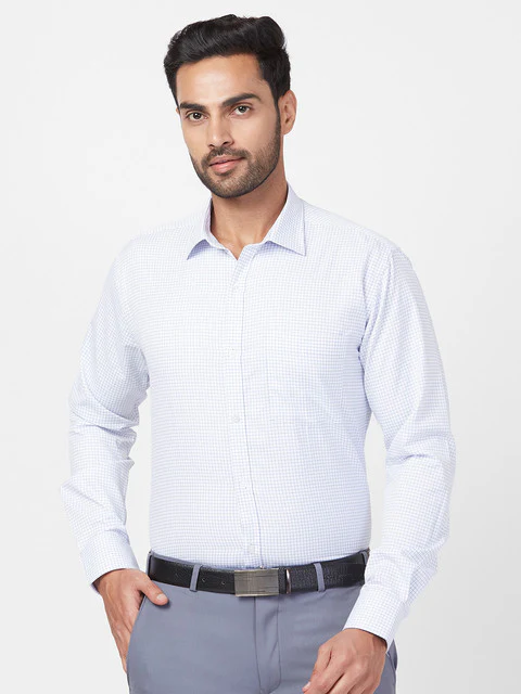 Park Avenue Men Blue Slim Fit Checks Shirt