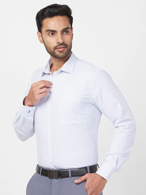 Park Avenue Men Blue Slim Fit Checks Shirt - Image 3