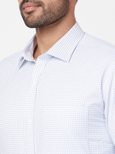 Park Avenue Men Blue Slim Fit Checks Shirt - Image 6