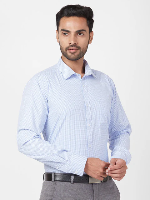Park Avenue Men Blue Slim Fit Checks Shirt - Image 2