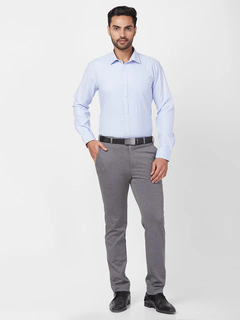 Park Avenue Men Blue Slim Fit Checks Shirt - Image 6