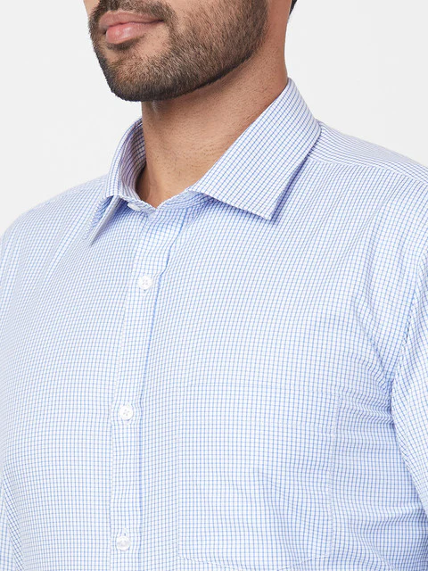 Park Avenue Men Blue Slim Fit Checks Shirt - Image 7