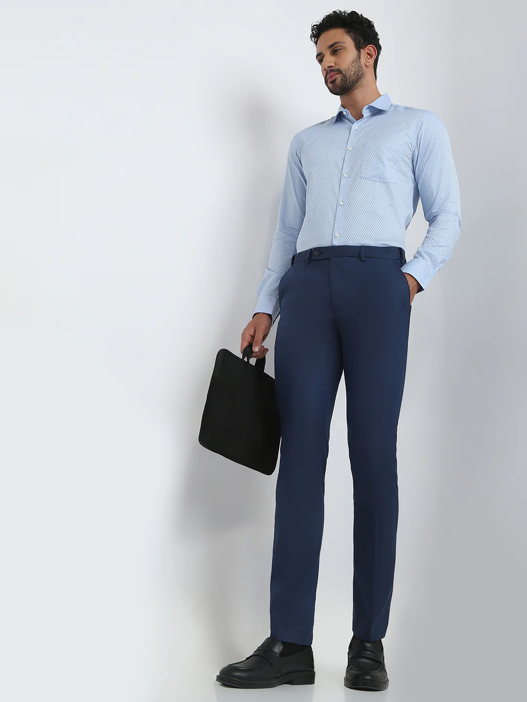 Park Avenue Men Blue Slim Fit Cotton Blend Shirt - Image 5