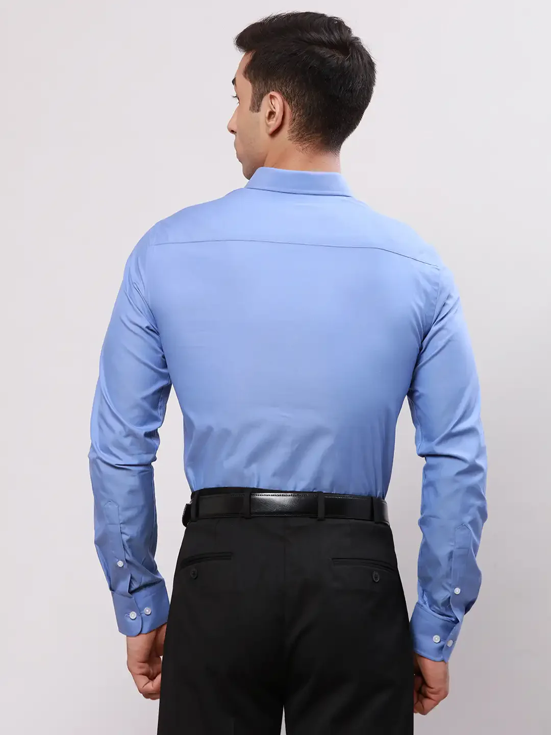 Park Avenue Men Blue Slim Fit Self Design Cotton Full Sleeve Cut Away Shirt - Image 4
