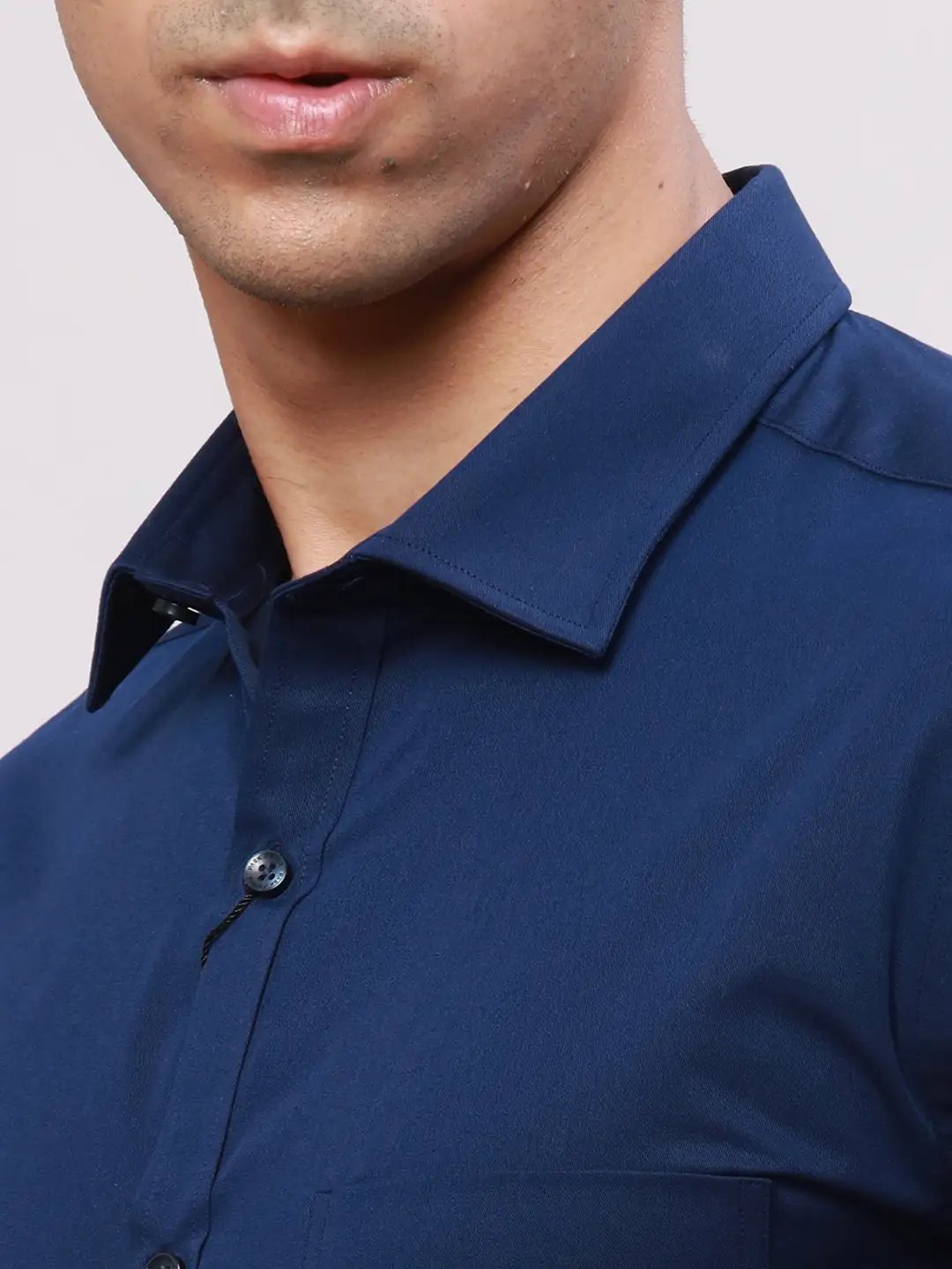 Park Avenue Men Blue Slim Fit Self Design Cotton Polyester Full Sleeve Cut Away Shirt - Image 6