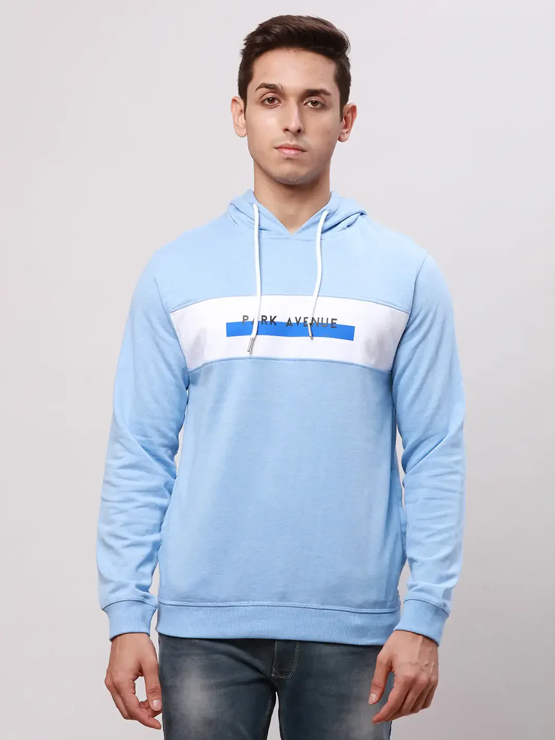 Park Avenue Men Blue Slim Fit Solid Cotton Sweatshirts