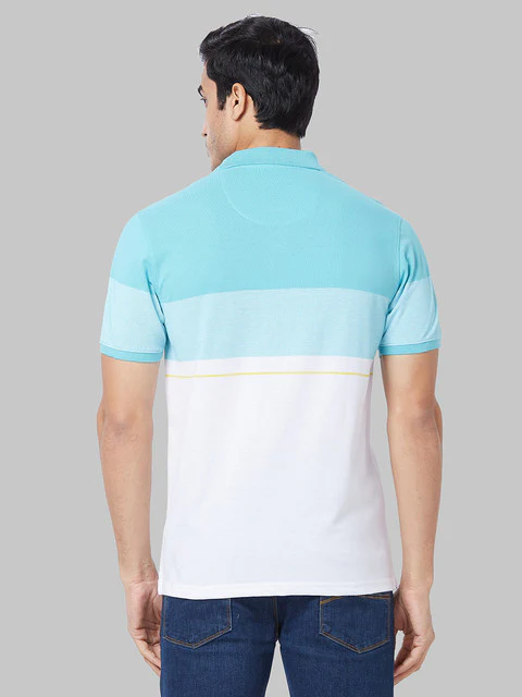 Park Avenue Men Blue Slim Fit Stripe T-Shirt - Image 4