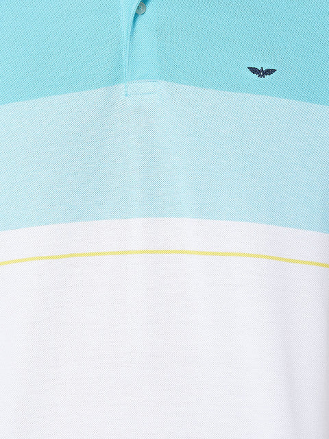 Park Avenue Men Blue Slim Fit Stripe T-Shirt - Image 7