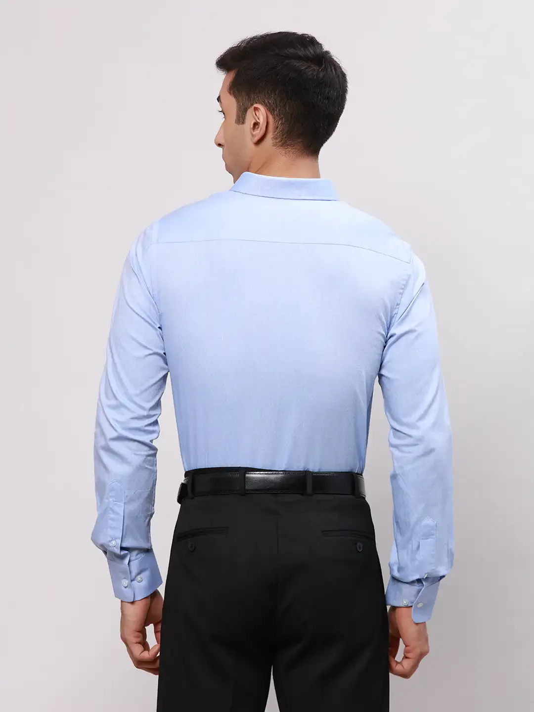Park Avenue Men Blue Slim Fit Structure Cotton Formal Shirt - Image 5