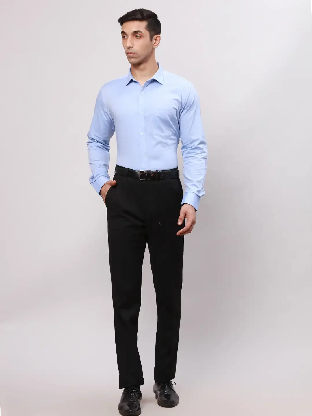 Park Avenue Men Blue Slim Fit Structure Cotton Formal Shirt - Image 6
