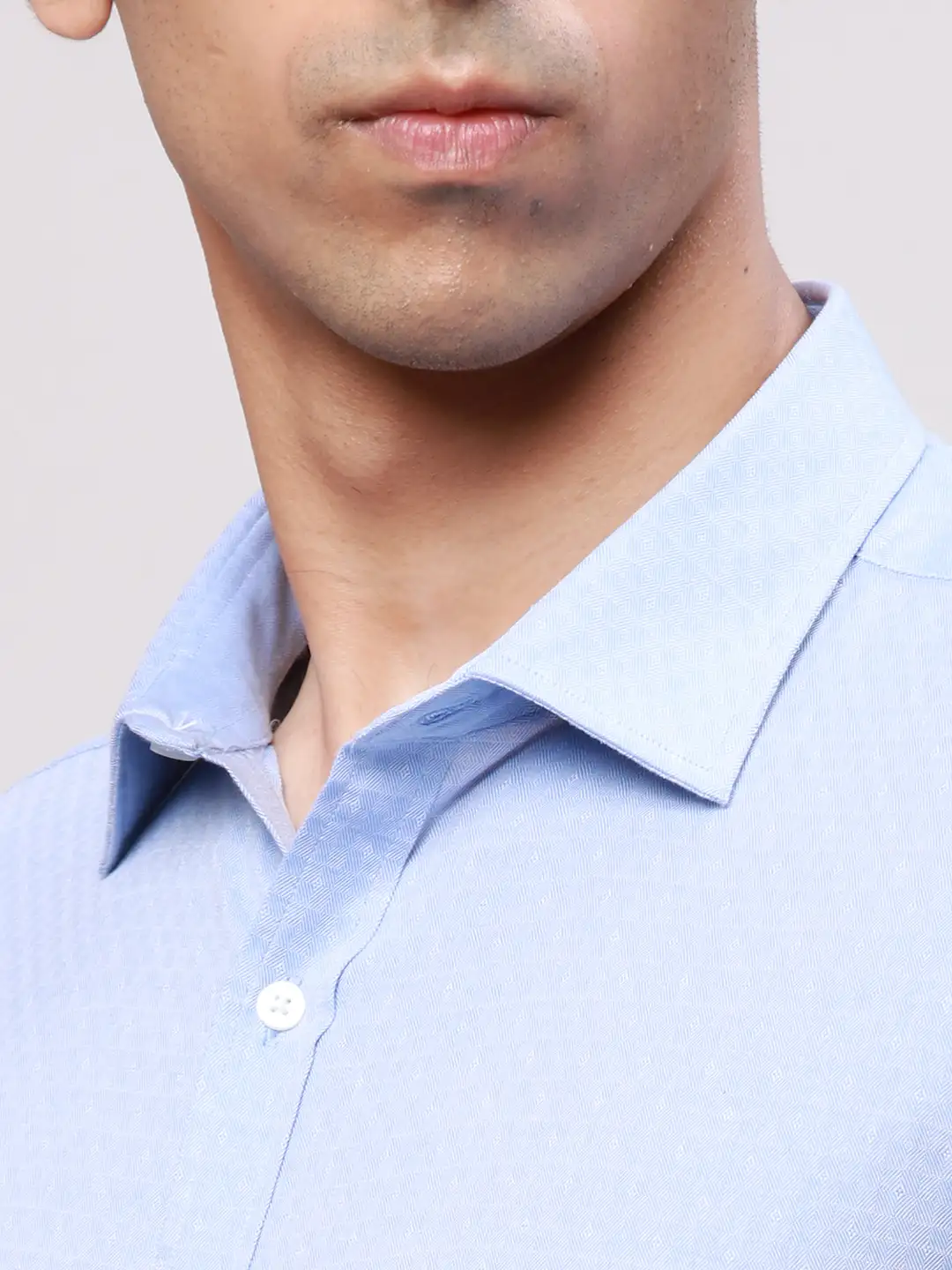 Park Avenue Men Blue Slim Fit Structure Cotton Formal Shirt - Image 7