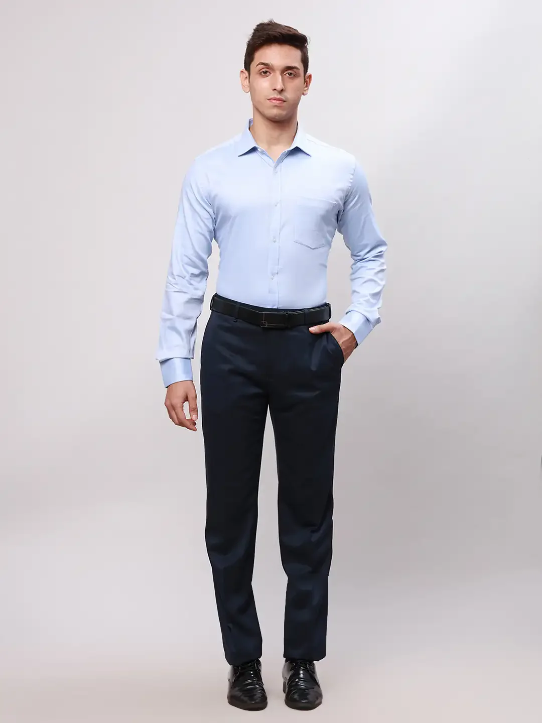 Park Avenue Men Blue Slim Fit Structure Cotton Shirts - Image 6