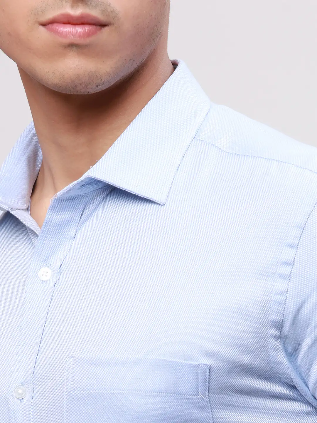 Park Avenue Men Blue Slim Fit Structure Cotton Shirts - Image 7