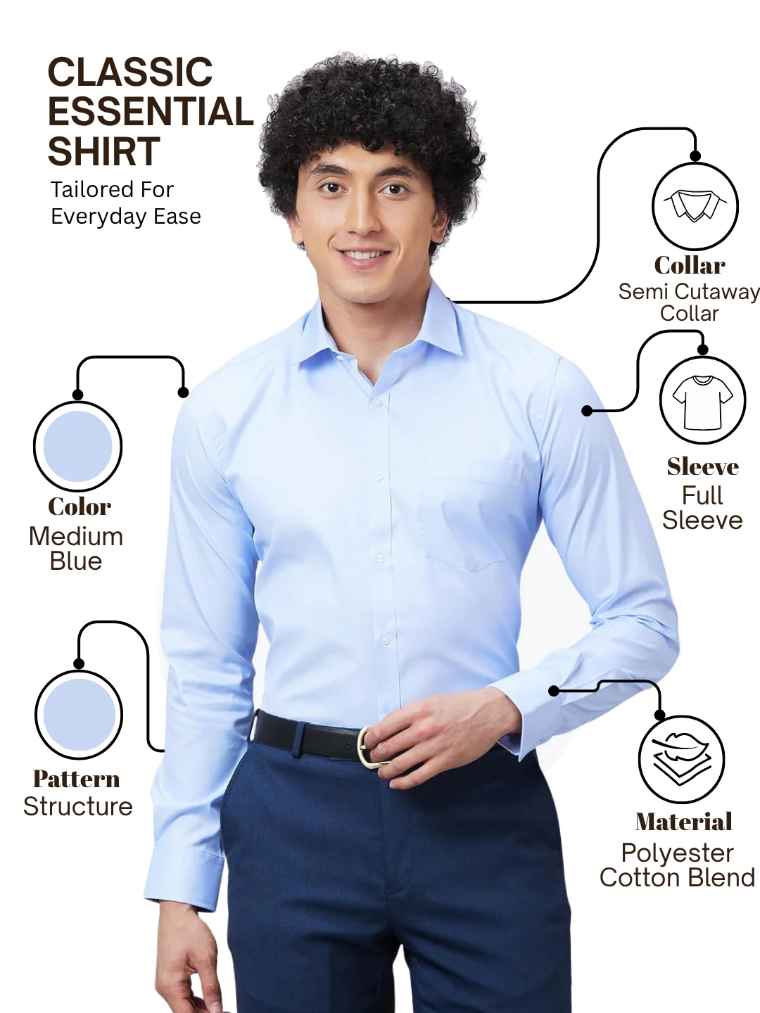Park Avenue Men Blue Slim Fit Structure Formal Shirt - Image 4