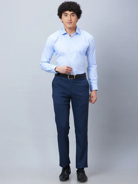 Park Avenue Men Blue Slim Fit Structure Formal Shirt - Image 6