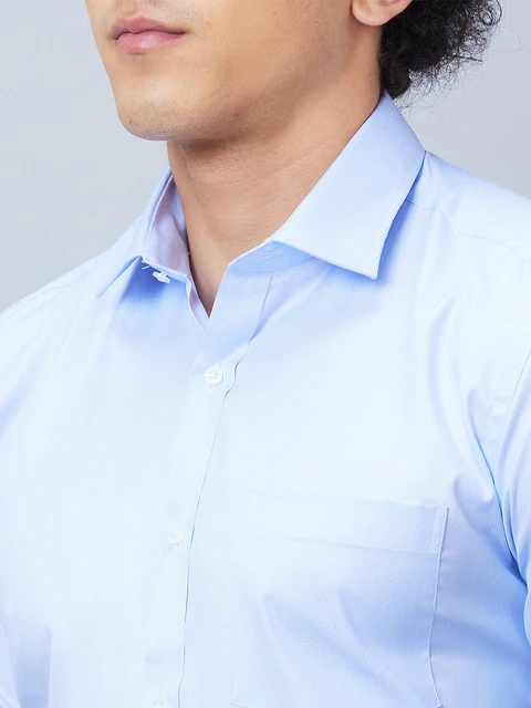 Park Avenue Men Blue Slim Fit Structure Formal Shirt - Image 7