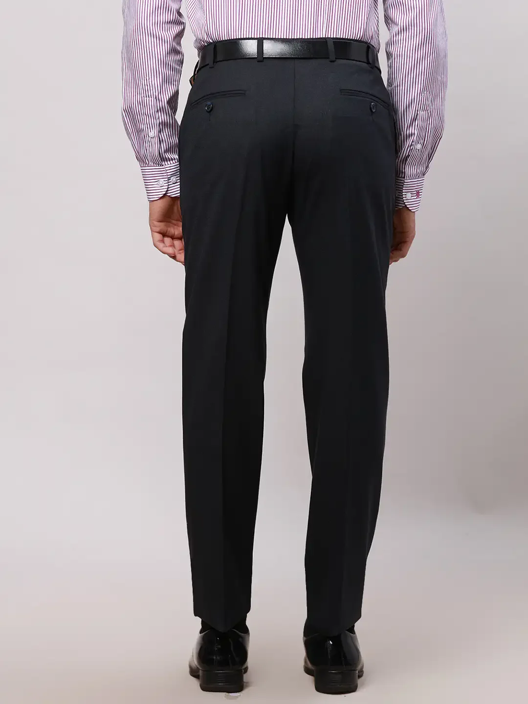 Park Avenue Men Blue Smart Fit Checks Cotton Trousers - Image 4