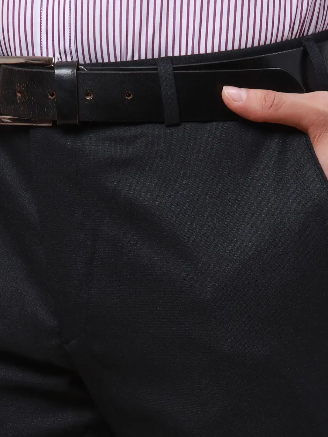 Park Avenue Men Blue Smart Fit Checks Cotton Trousers - Image 6