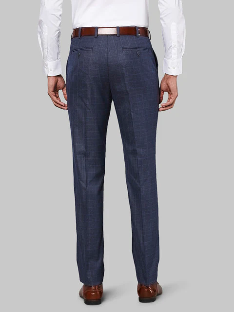 Park Avenue Men Blue Smart Fit Checks Trouser - Image 4