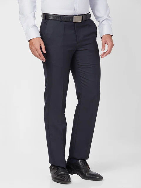 Park Avenue Men Blue Smart Fit Structured Trouser - Image 2