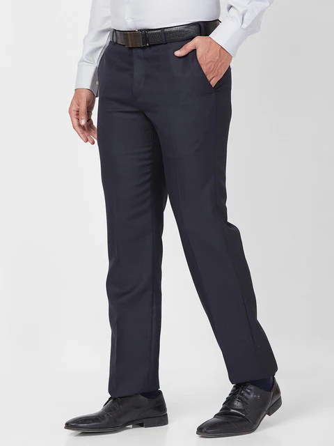 Park Avenue Men Blue Smart Fit Structured Trouser - Image 3