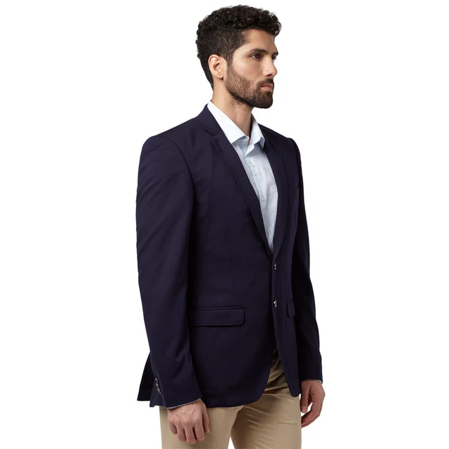 Park Avenue Men Blue Solid Active Fit Rayon Blend Suit - Image 2