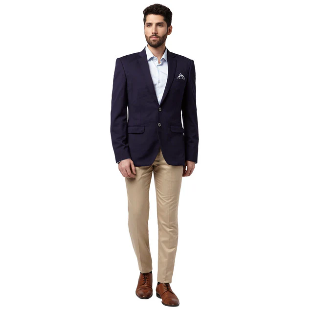 Park Avenue Men Blue Solid Active Fit Rayon Blend Suit - Image 5