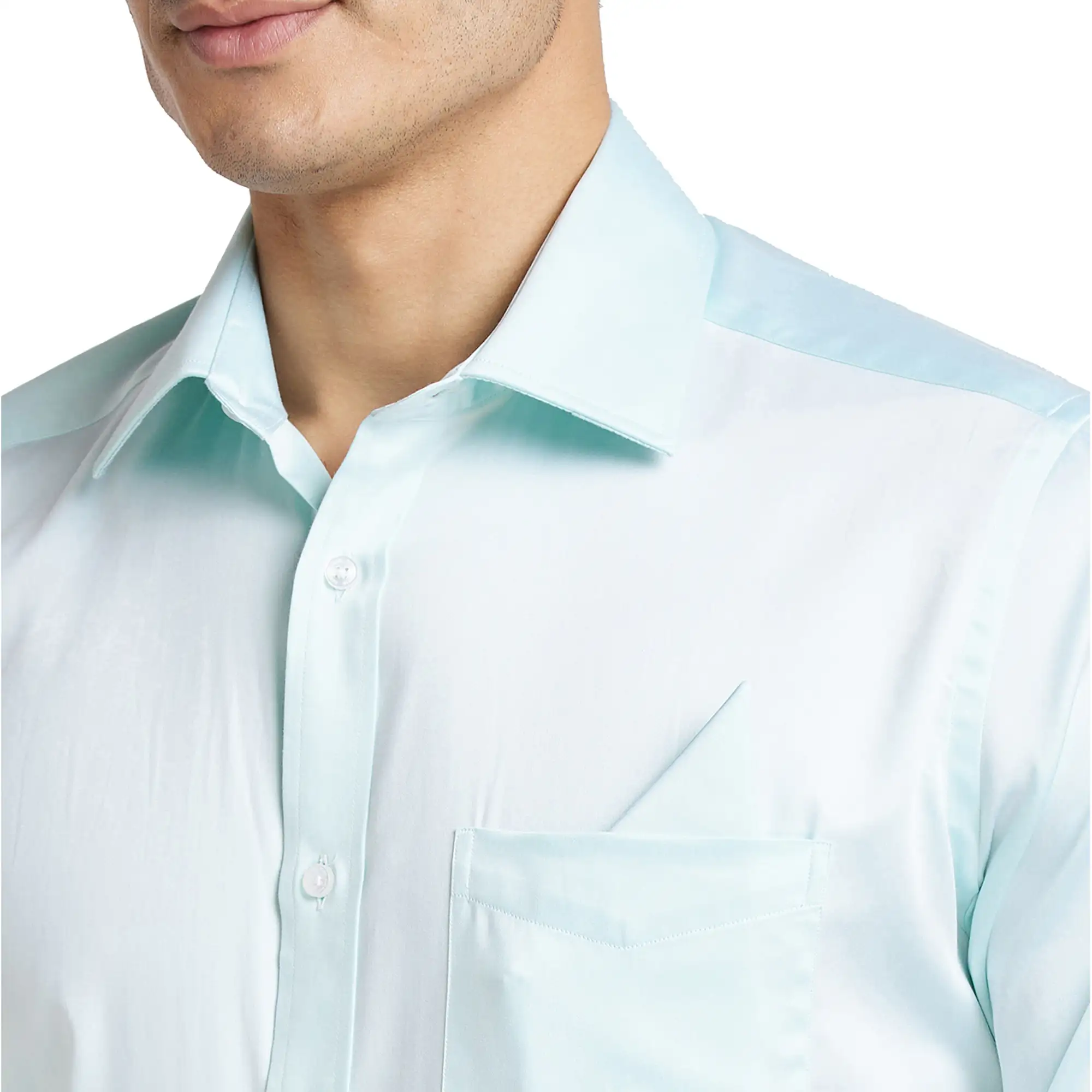 Park Avenue Men Blue Solid Luxus Fit Cotton Full Sleeve Shirt - Image 6