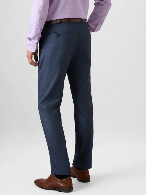 Park Avenue Men Blue Solid Regular Fit Polyester Blend Trouser - Image 4