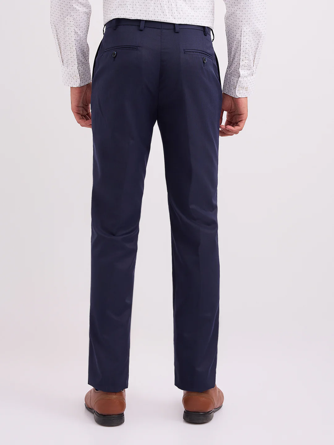 Park Avenue Men Blue Solid Regular Fit Polyester Blend Trouser - Image 4