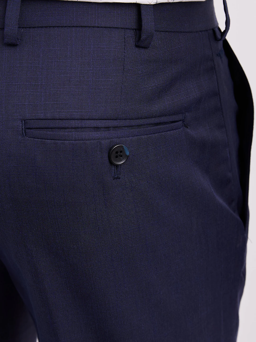 Park Avenue Men Blue Solid Regular Fit Polyester Blend Trouser - Image 7
