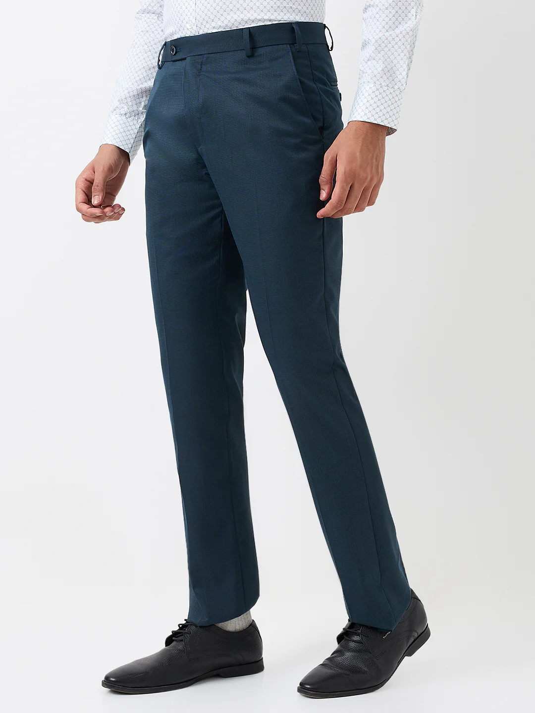 Park Avenue Men Blue Solid Regular Fit Polyester Blend Trouser - Image 2