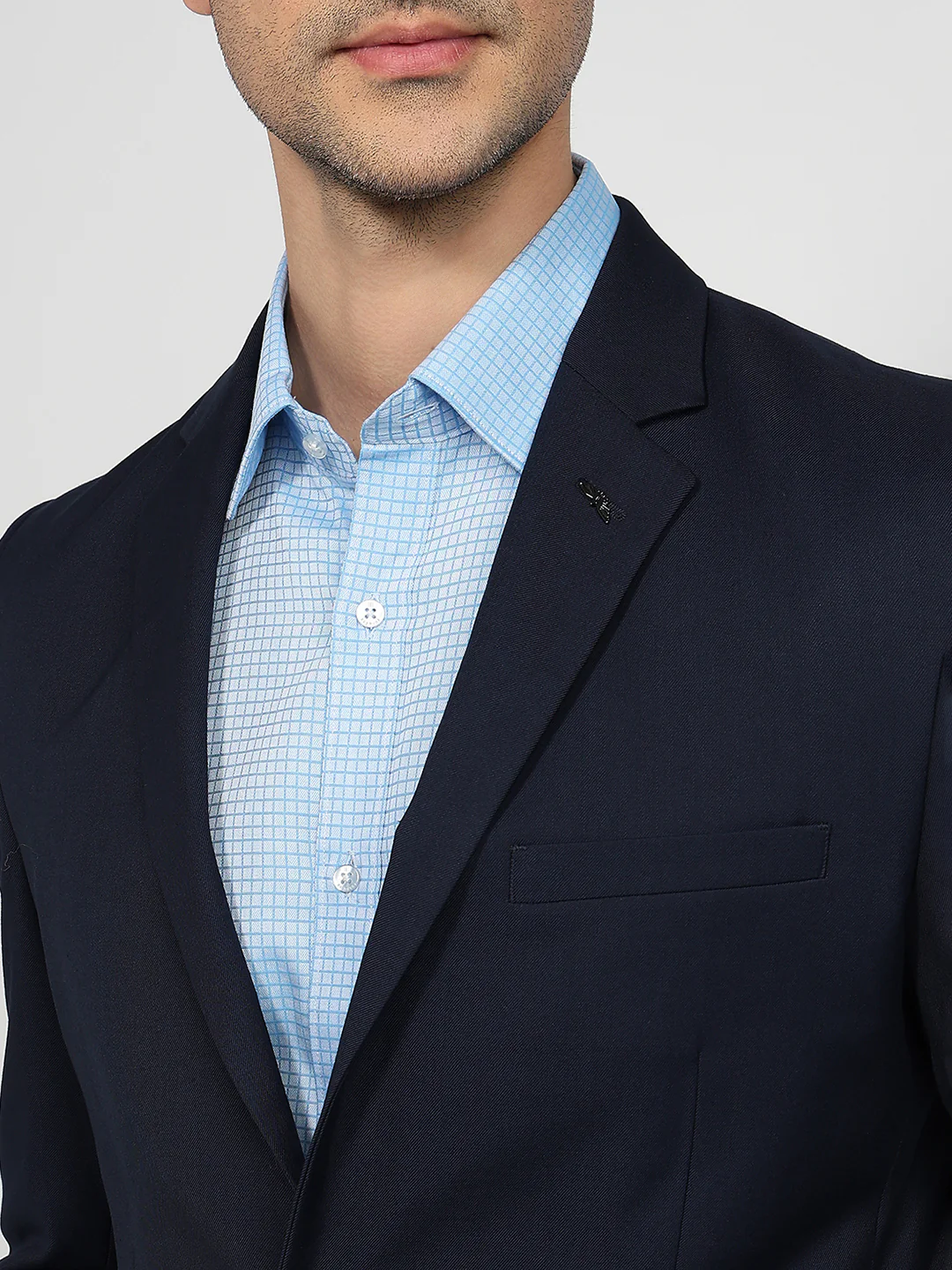 Park Avenue Men Blue Solid Regular Fit Terylene Blend Blazer - Image 6